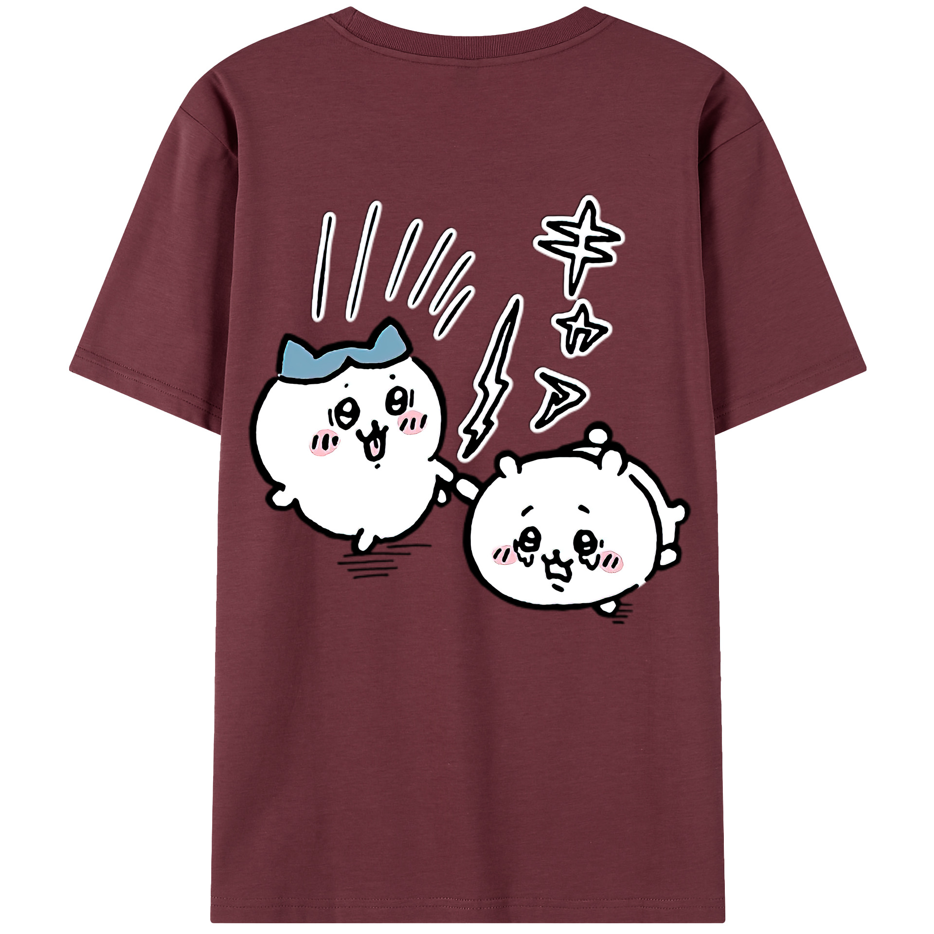 （画像用） ちいかわ ハチワレ Chii-kawa hachiware 綿100％半袖Tシャツ（背面プリント）